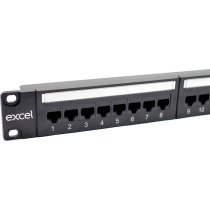 Excel Plus Cat6 24 Port Unscreened Patch Panel 1U - Black
