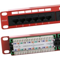 Excel Cat5e 24 Port Unscreened Patch Panel 1U - Red