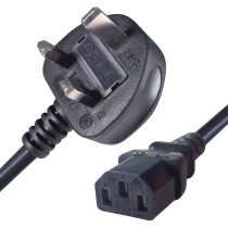 UK 13A Plug to IEC C13 Power Cable – 3m – Black – Fused Mains Lead