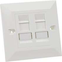 Excel Cat6 Dual RJ45 Bevelled Wall Plate with 2 x UTP Modules