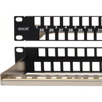 Excel Unloaded 48 Unscreened Port Keystone Patch Panel Frame 1U Black