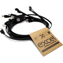Excel Cat6 UTP RJ45 Ethernet Patch Lead LSOH Flat U/UTP Unshielded Blade 0.2m Black (10-Pack)