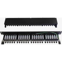 Excel Cat 6A Screened PCB Punchdown Panel 24-port, 1U - black