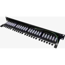 Excel Cat 6A Screened PCB Punchdown Panel 24-port, 1U - black
