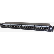 Excel Cat 6A Screened PCB Punchdown Panel 24-port, 1U - black