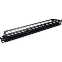Excel Cat6 24 Port Unscreened Patch Panel 1U - Cable Management - Black