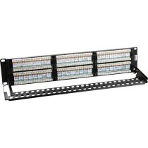 Excel Cat6 48 Port Unscreened Patch Panel 2U - Cable Management - Black