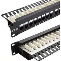 Excel Cat6 24 Port Unscreened Patch Panel 1U - Right Angled - Black