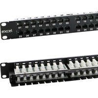 Excel Cat6 48 Port Unscreened Patch Panel 1U - Right Angled - Black