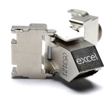 Excel Cat6A STP Screened Angled Keystone Jack Toolless - Silver