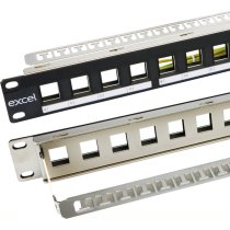Excel 16 port 1U Unloaded Black Keystone Frame