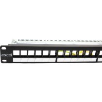 Excel Unloaded 24 Port Keystone Patch Panel Frame 1U Black