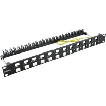 Excel 24 port angled unloaded 1U black UTP keystone frame