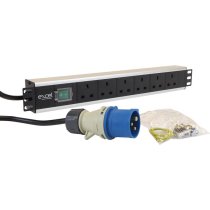 Excel 10 Way UK Socket PDU - 16A IEC 60309 Plug - Vertical